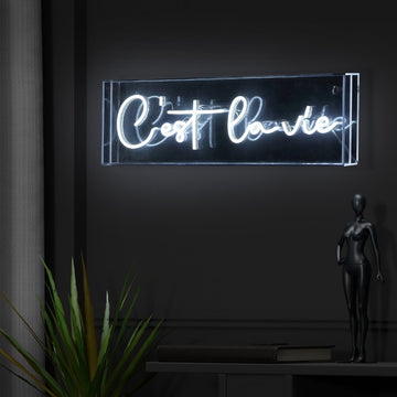 C'est La Vie Contemporary Glam Acrylic Box USB Operated LED Neon Light - JONATHAN Y